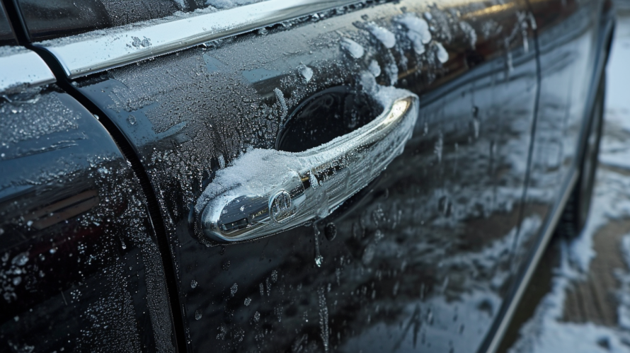 elektro auto tesla henkel eingefroren frost